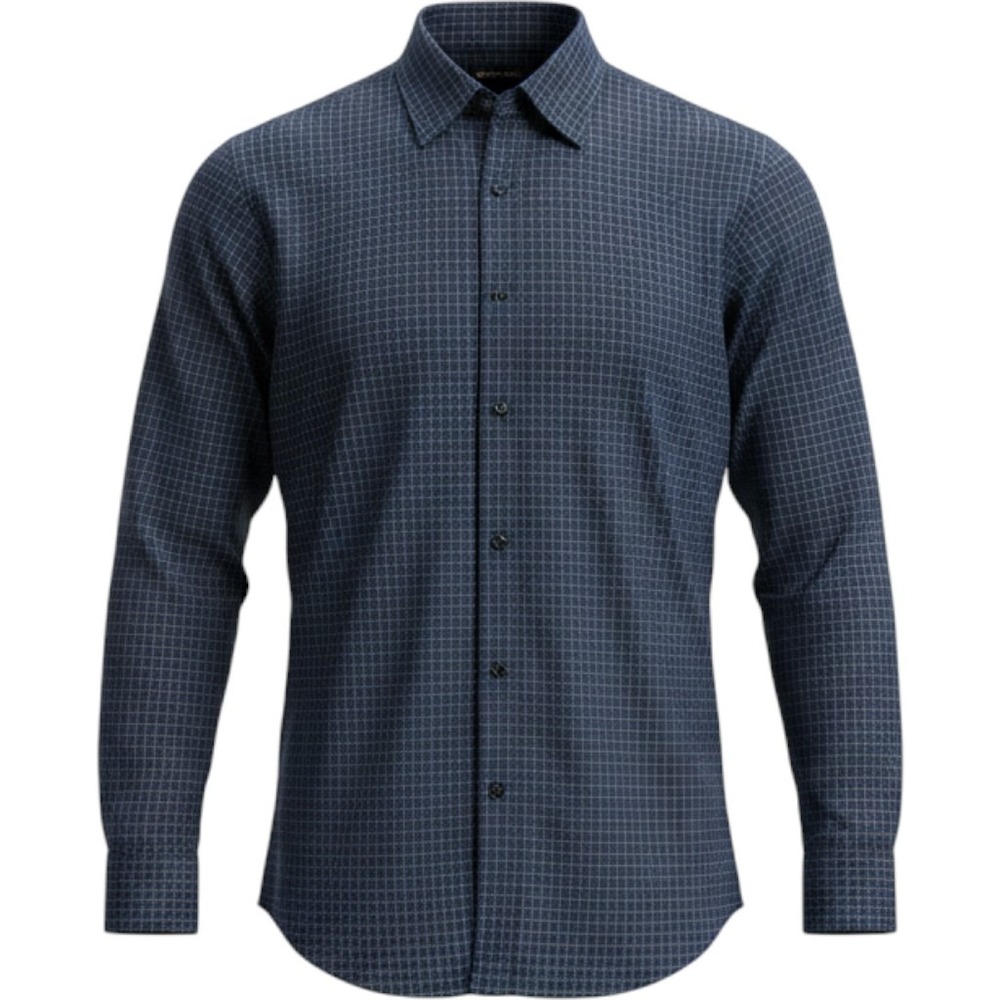 English Laundry Button Down Shirt Mens XL Navy Blue Geometric Grid Long Sleeve